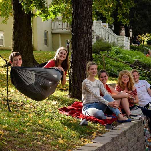 Students hanging out outside